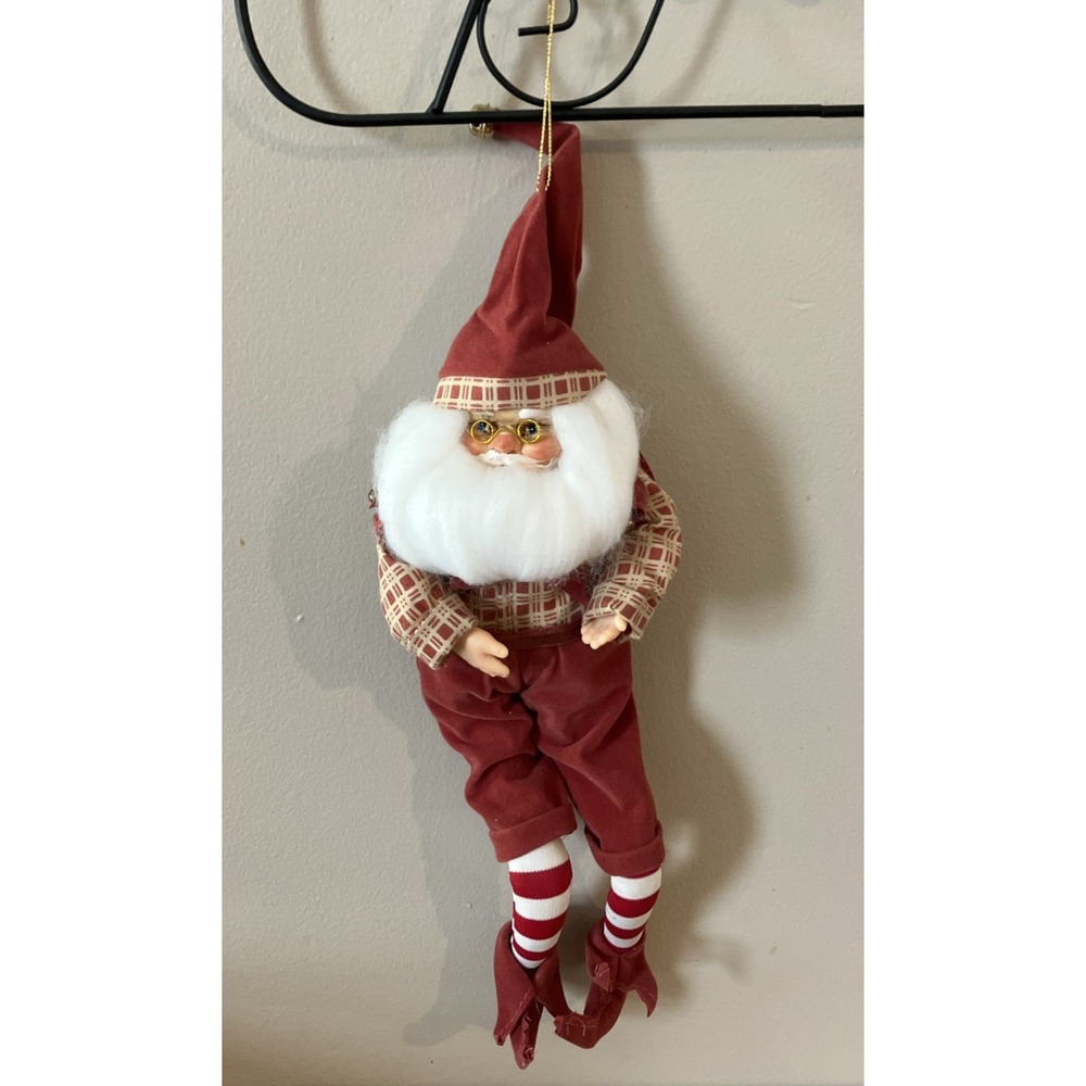 Santa Elf Pixie Shelf Sitter Knee Hugger 12" Ornament in Box